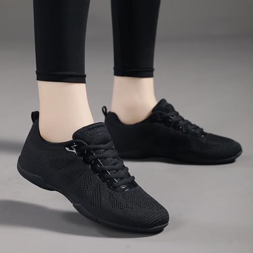 CheeryEase Girls Cheer Shoes 3.5 Big Kid Non-Slip Arch Support Black White