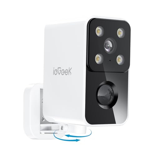 ieGeek Security Cameras Wireless Outdoor Pan Rotating 180¡Æ Home Security Cameras, 2.4G WiFi Camera Battery Powered with 2K Color Night Vision, Smart AI Detection, 2-Way Audio, Local/Cloud Storage,IP65
