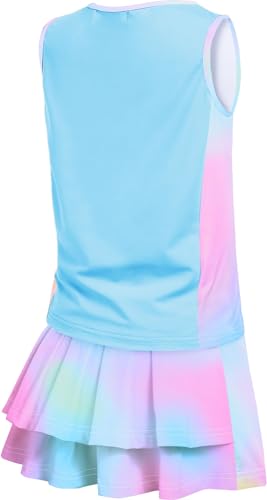 Tie Dye Girls Tennis Dress with Pockets Sleeveless Skirt Set 9-10 Years