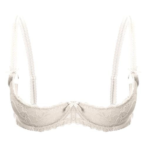 Lace Underwire Push Up Bralette - Padded Bra Top - 36B White
