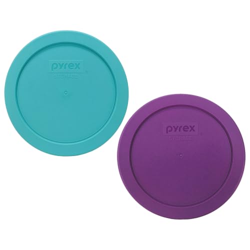 Pyrex 4-Cup Replacement Lids Set Turquoise & Purple – 7201-PC, Made in USA