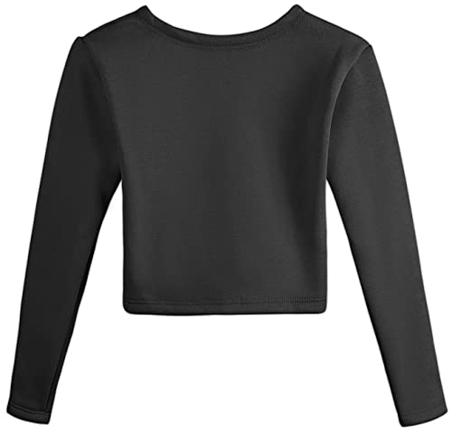 Girls Ballet Wrap Top Long Sleeve Dance Sweater Toddler 5-6 Years Black DANSHOW
