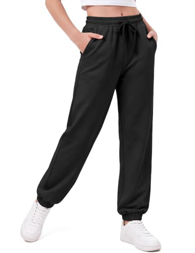 Somaibo Girls Athletic Joggers 11-12 Years Black with Drawstring & Pockets