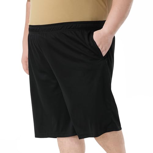 Men's Big & Tall Basketball Shorts - Dry-Fit, Lightweight, Zipper Pockets - 4X Black