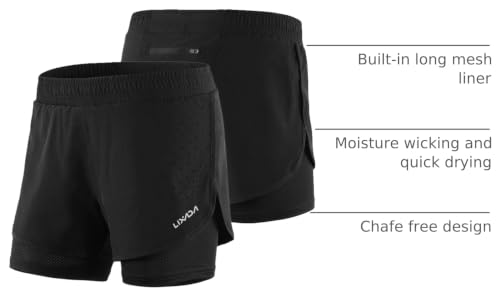 Women's 2-in-1 Running Shorts - Black, Small