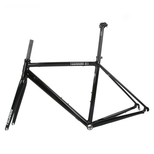 700C Road Bike Frameset - Aluminum Alloy Frame with Carbon Fork, Black, 56cm