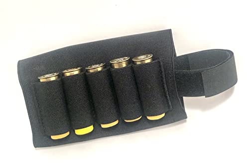 Shotgun Buttstock Shell Holder - 5-Round Elastic Ammo Pouch for 12/20 Gauge
