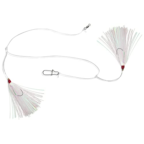 Hi-Lo Rig Mylar Teaser for Saltwater Fishing - 3/0 Hooks, White - 1 Pack