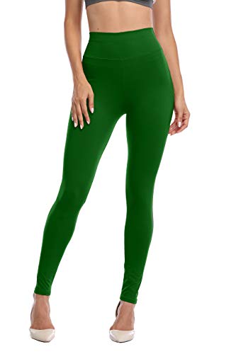 High Waisted Yoga Leggings - Tummy Control Compression Pants - 12-24 Plus Army