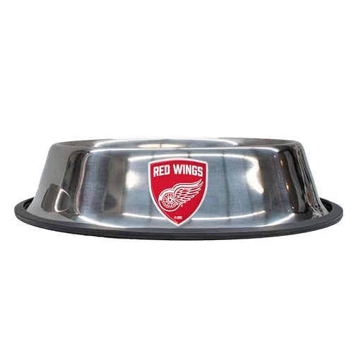 Detroit Red Wings Pet Bowl - Small Stainless Steel with Anti-Skid