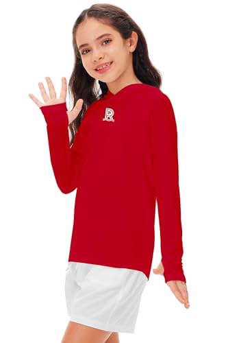 Kids Sun Shirt Rash Guard - Quick Dry Athletic Hoodie 11-12 Years / Red