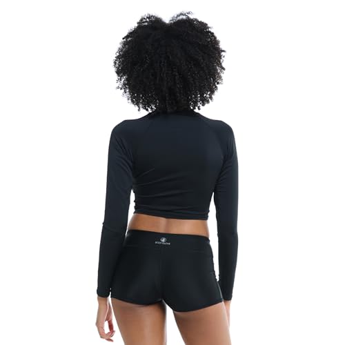 Body Glove Women's Let It Be Long Sleeve Crop Top Rashguard Small Black UPF 50+ Swim Shirt