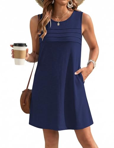 Womens Swimsuit Cover Up with Pockets - Navy Blue, Large