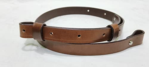 Brown Leather Rifle Sling - 1" Wide Adjustable Gun Strap