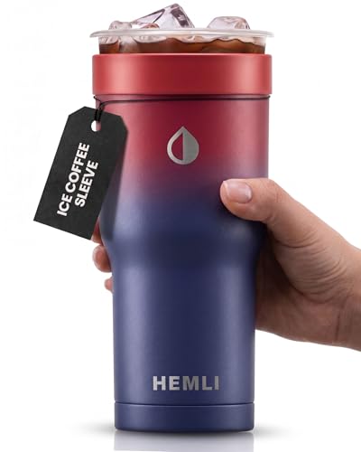 Hemli Iced Coffee Sleeve Universal 16–24 oz Insulated Koozie - Red Purple