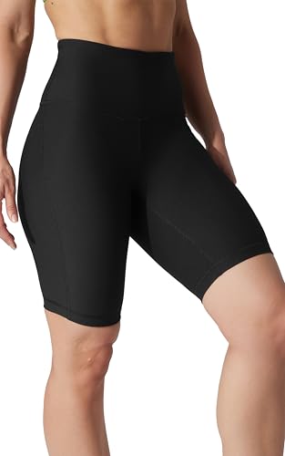 Women's High-Waisted Ribbed Biker Shorts - Black, X-Small