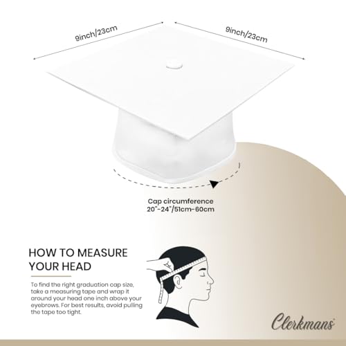 Unisex Graduation Cap with Tassel - Matte White