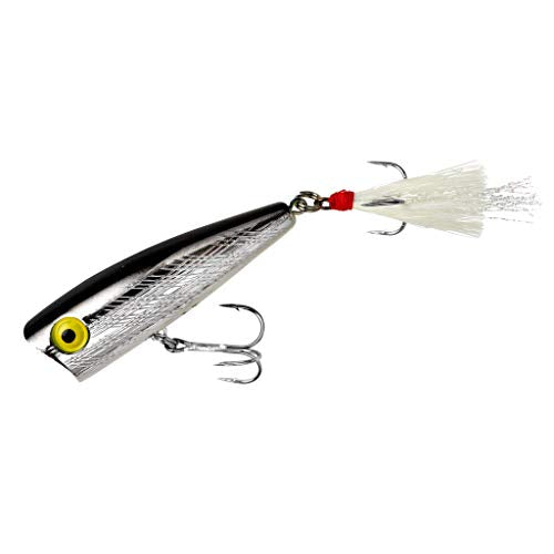 Topwater Popper Fishing Lure - Silver/Black - 1/4 Oz