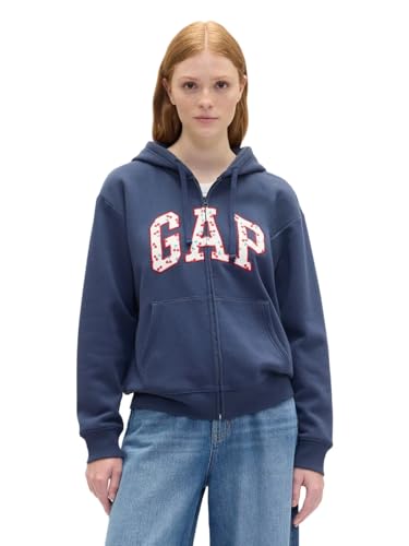 GAP Women's Logo Hoodie - Navy Cherries, Large, Full Zip Sweatshirt