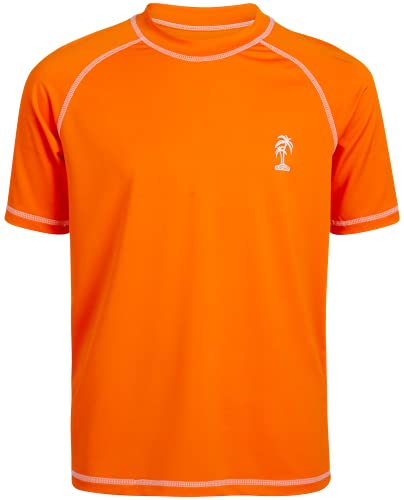UPF 50+ Short Sleeve Rash Guard Shirt for Infant Toddler Boys - Orange