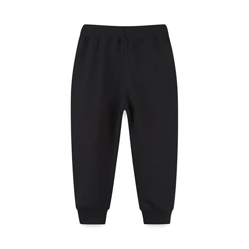 AMIYAN Toddler Sweatpants Boys Cotton Pants with Pockets & Drawstring - 4T, Black