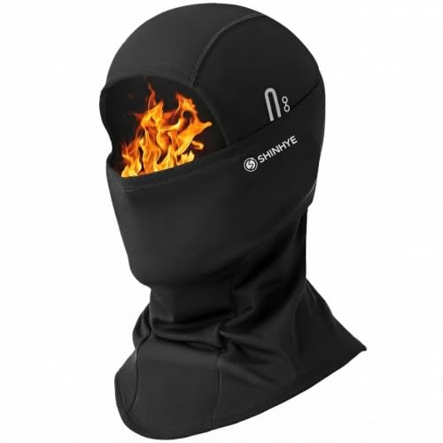 ShinHye Black Balaclava Ski Mask for Men & Women - Winter Windproof Thermal Face Cover