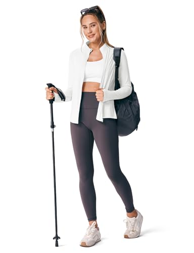 TBMPOY Women's UPF 50+ Sun Protection Lightweight Zip Jacket - White, Medium