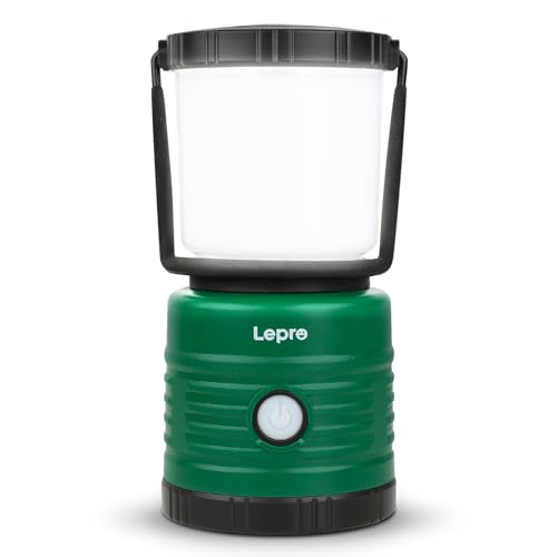 Lepro Camping Lantern, Battery Powered LED with 1500LM, 4 Light Modes, Waterproof Tent Light, Lantern Flashlight for Hurricane, Emergency Light, Survival Kit, Storms, Outages, Fishing, Hiking