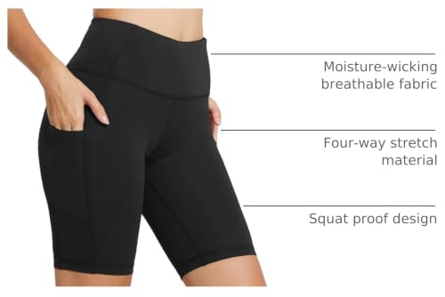 High Waist Women's Biker Shorts with 3 Pockets