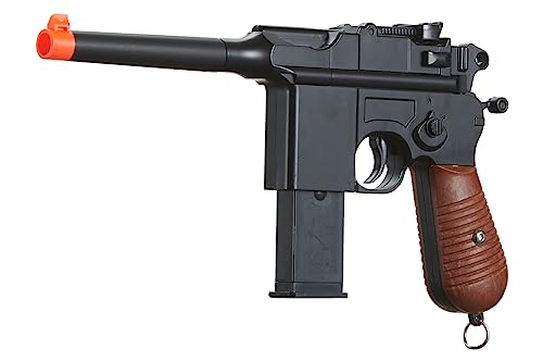 Airsoft C96 WWII Spring Metal Pistol with 2 Magazines - Black