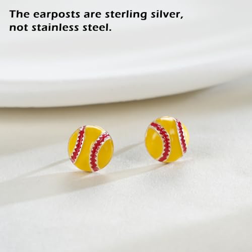 SmileBelle Sterling Silver Softball Sports Earrings for Women – Soccer Volleyball Gifts