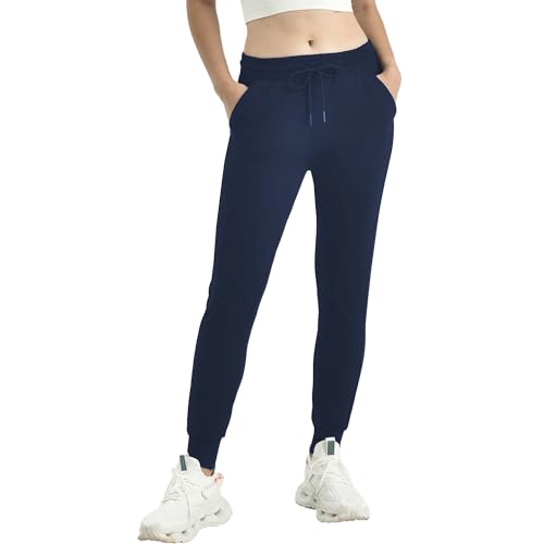 Ipletix Full Length Navy Joggers for Women with Pockets, Medium Size
