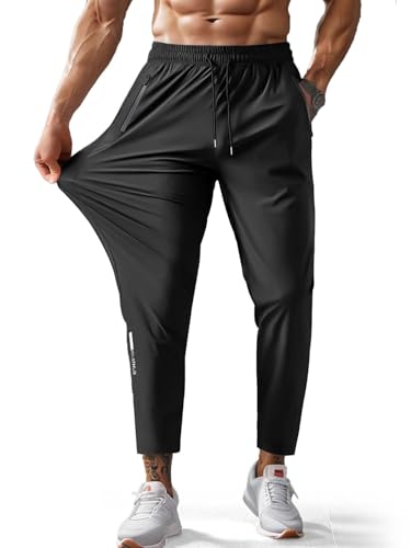 Hidkat Men's Hiking Pants Quick-Dry Lightweight Sweatpants - Black, Medium