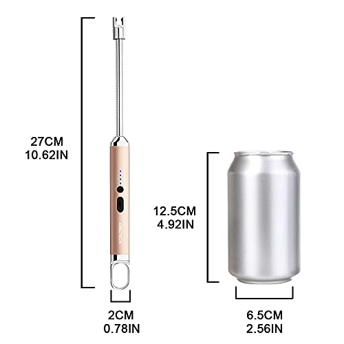 Electric Arc Candle Lighter - Rechargeable USB Flameless Long Neck - Gold