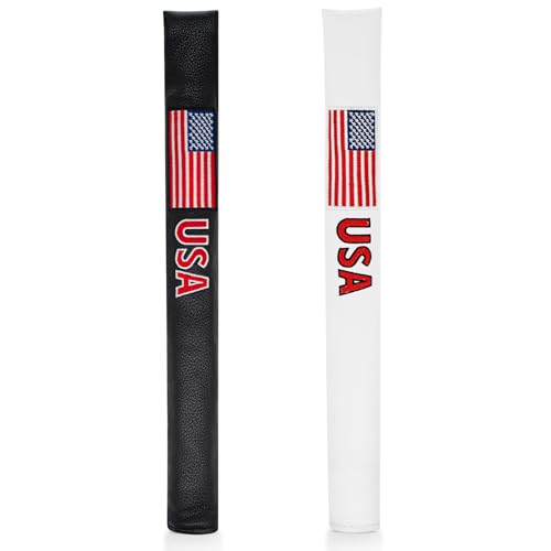Golf Alignment Stick Cover Premium Leather Perfect Cover for Alignment Sticks Classic USA Design Alignment Sticks Holder Golf Club Protector Holds 2 Sticks.