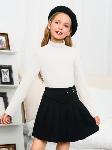 Girls Long Sleeve Mock Neck Active Layer Top - 5-6 Years White