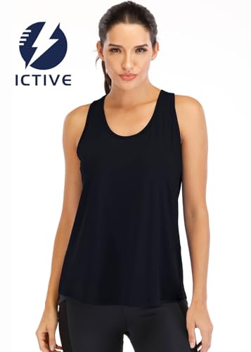 Loose Fit Racerback Muscle Tank for Women - Large Black