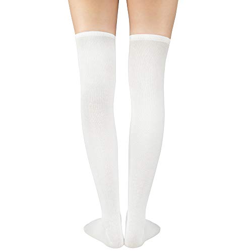 Knee High & Thigh High Socks - Warm Striped Cosplay - One Size White Solid