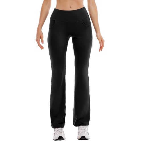 Ipletix Flare Leggings for Women - Yoga & Dress Pants, 28" Inseam, Large, Black
