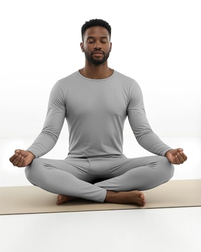 Men's Thermal Underwear Set Small Medium Grey 4-Way Stretch Base Layer