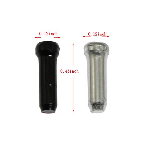 30pcs Bicycle Brake Cable Tips - Black & Silver Wire End Caps