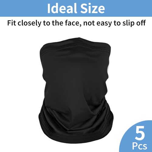 5 Pack Multicolor Neck Gaiter - UV Protection Cooling Face Mask