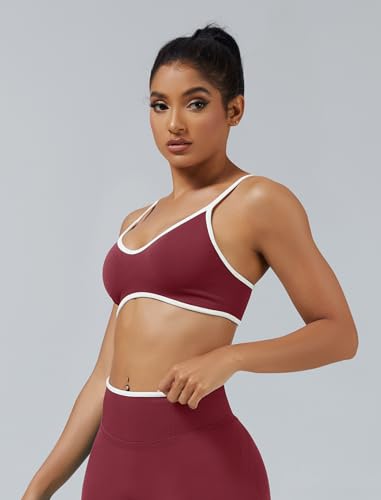 Women's Color Block Sports Bra - Adjustable, Wireless Workout Top