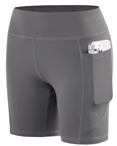 Youth Volleyball Spandex Shorts - 5" Dark Gray Compression Shorts with Pockets