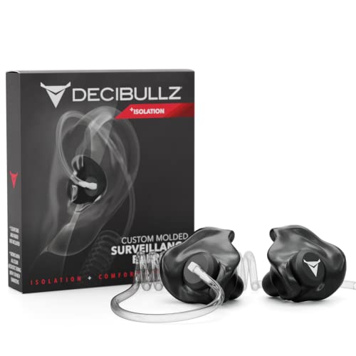 Decibullz Custom Molded Isolation Earpiece for Two-Way Radios, Clear Acoustic Tube Fit