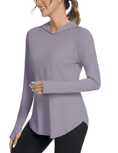 Bashafo Women's UPF50+ Sun Protection Long Sleeve Fishing & Hiking Shirt - Large, Dark Purple