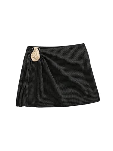 Women's Swimsuit Coverup Mini Skirt - Black Knit, Small