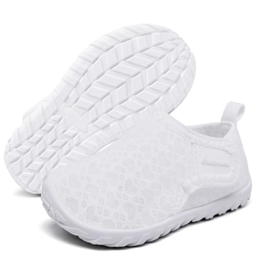 Toddler Water Shoes Boys Girls Quick Dry Beach Aqua Shoes - White, 6 Pairs
