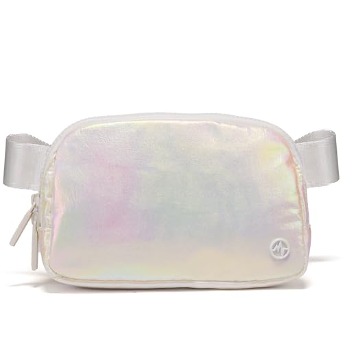 Iridescent Nylon Fanny Pack for Women - 1L Belt Bag with Zipper