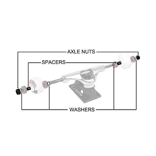 Skateboard Truck Speed Kit - Axle Washers, Nuts & Spacers